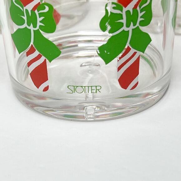 VINTAGE MCM H.J. STOTTER Candy Cane Christmas Acrylic Tumbler Glasses Set of 6 - Picture 4 of 9